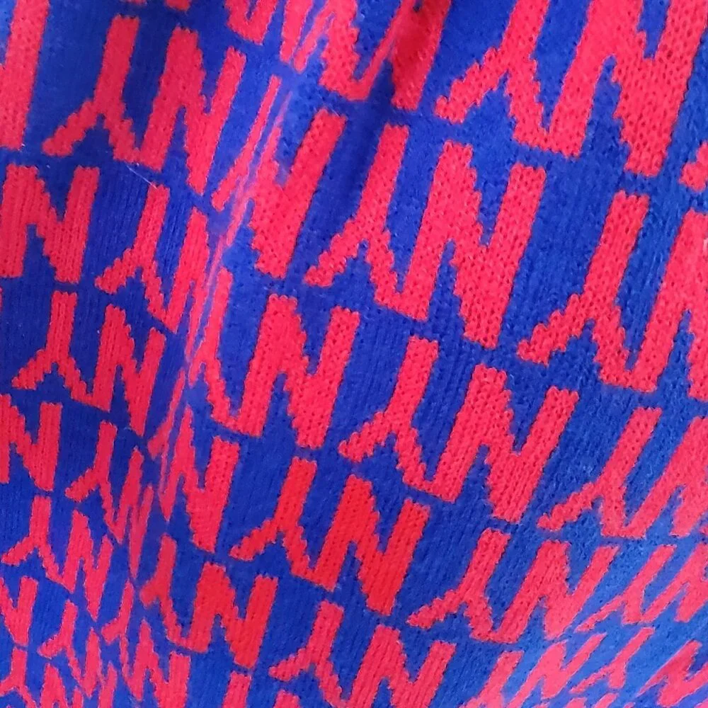 New York NY Knit Scarf‎ Blue Red 64x10 Acrylic